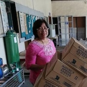 Donation of Select water bottles in a Manila hospital