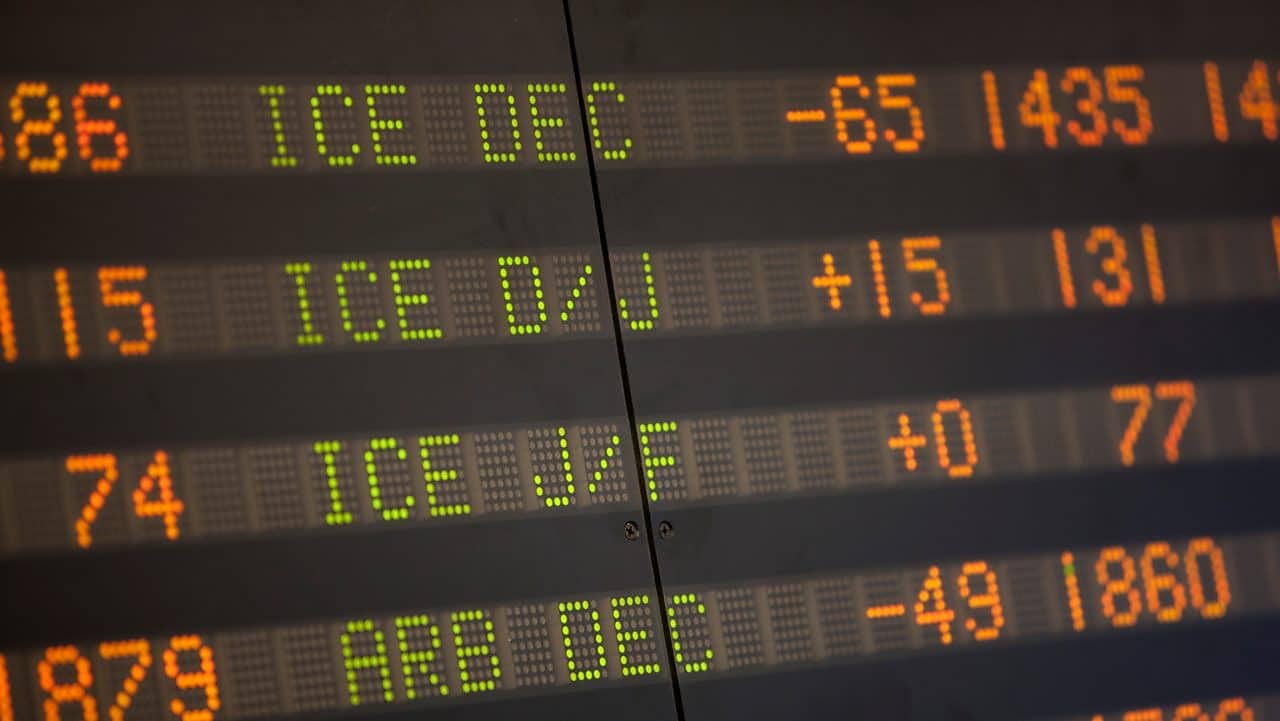 Trading board showing numbers
