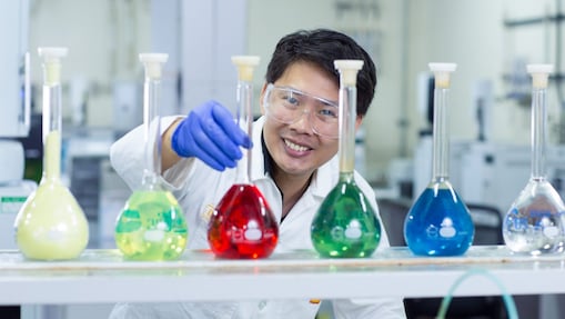 chemist testing chemical in laboratory