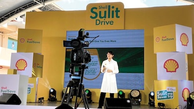 A detailed view of Shell Sulit Drive's presentation, featuring a keynote speaker.